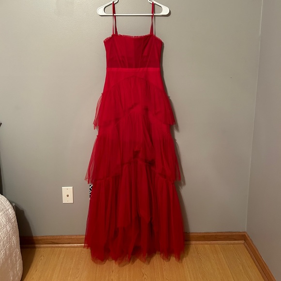 Betsy & Adam Dresses & Skirts - Betsy & Adam Red Tiered Tulle Prom Dress